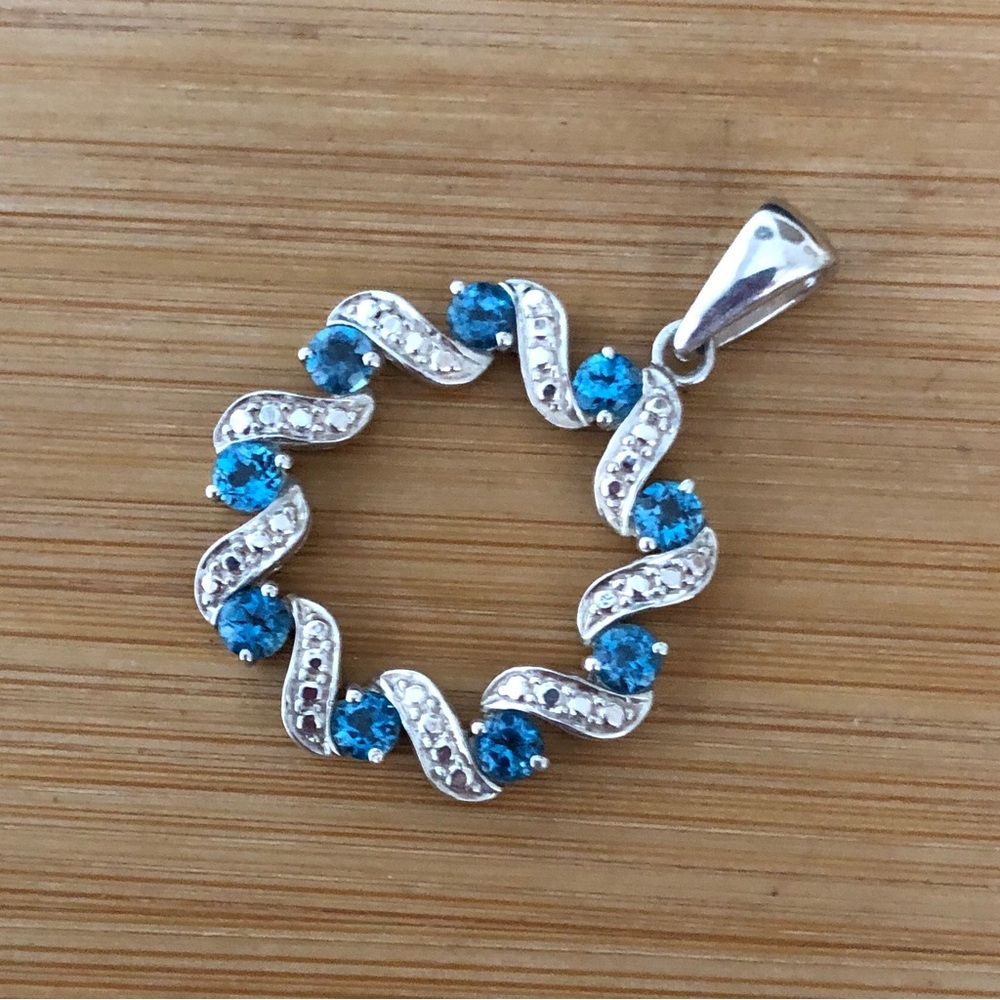 $49 Designer London Blue Topaz Pendant With Chain Sterling Hallmarked 925 CHINA - Picture 5 of 7